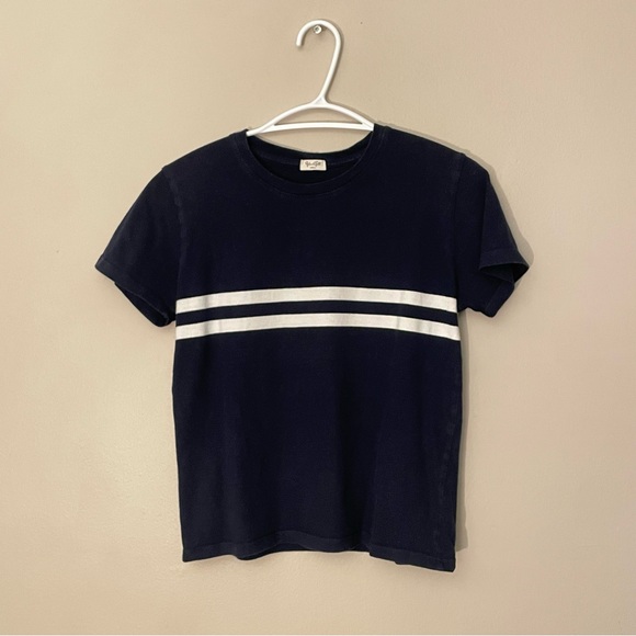 Brandy Melville J Galt Navy Baby Tee w White Stripes - Picture 3 of 11